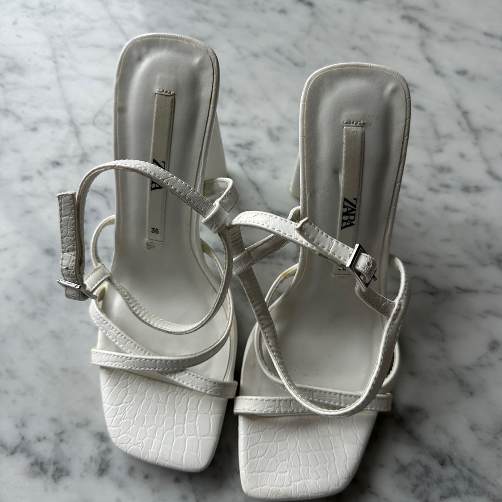 Zara Women's White Strappy Heels
